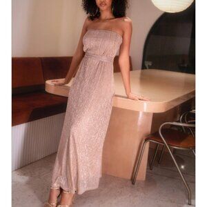 Petal & Pup Farley Strapless Maxi Dress in Rose Gold Stripe